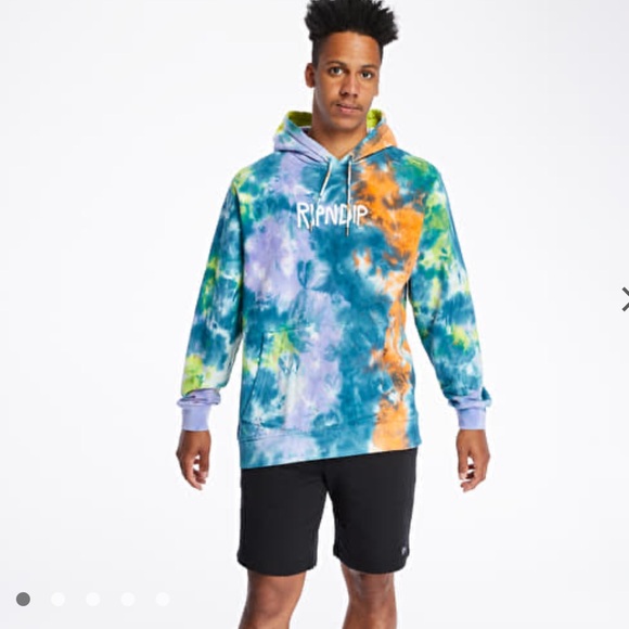 RIPNDIP Rubber Logo Tie Dye Hoodie Sweatshirt w Kangaroo Pocket Oversized Medium - Picture 13 of 13